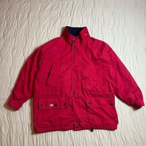 VTG Tommy Hilfiger Jacket Mens Size XL Sold Red Fleece Lined Big Logo 90s Y2K